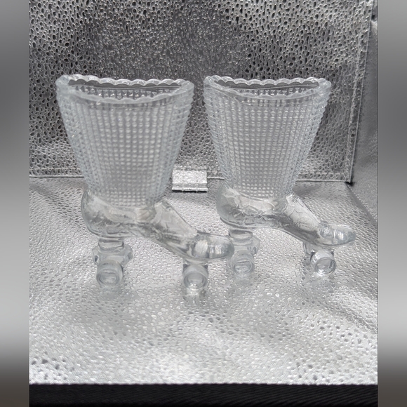 Pressed Glass High Boot Roller Skates Toothpick/Match Holder Vintage - Picture 1 of 15